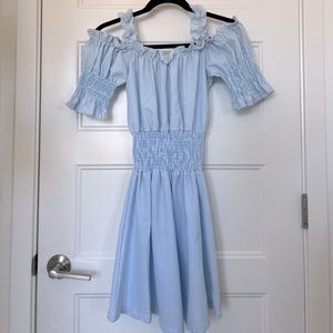White and blue chiffon dress